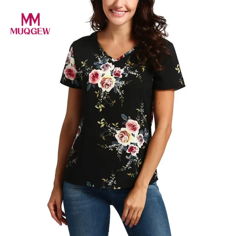 chiffon v neck floral printed short sleeve short sleeve t shirts