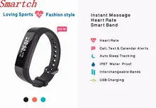 Smartch IP67 водонепроницаемый SmartBand браслет сердечного ритма Мониторы G-Сенсор тренажерный зал Браслет для Android IOS PK Xiaomi Mi band 2 smart WR