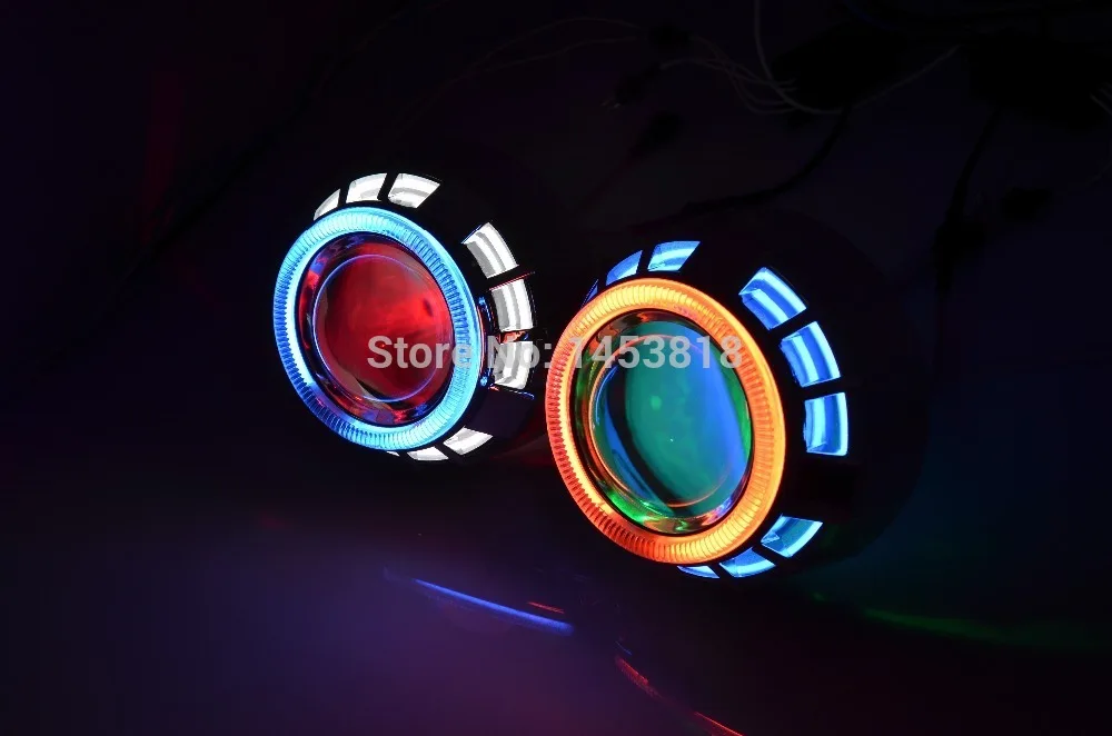 

3.0HQT ccfl double angel eyes 3 inch HID Projector Lens H4 H1 H7 H11 Blue Yellow Red White Green