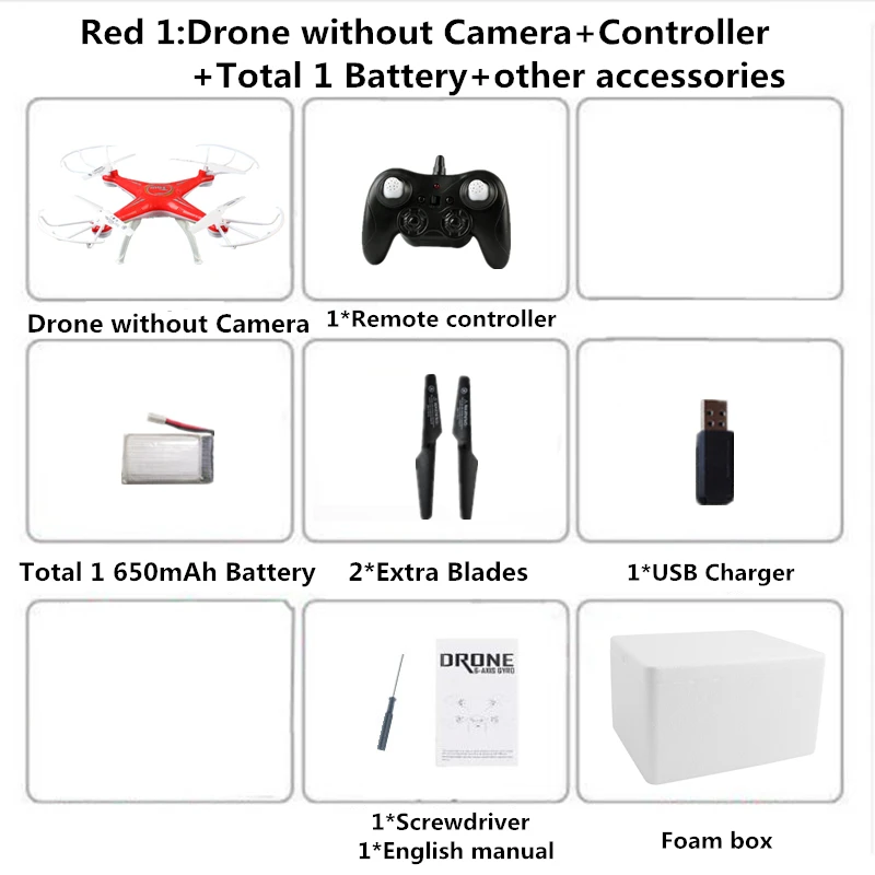 Квадрокоптер с камерой Радиоуправляемый Дрон с камерой или без камеры T1G FPV Квадрокоптер удерживающий высоту Дрон Радиоуправляемый вертолет VS X5SW SG600 - Цвет: Red No CAM 1B