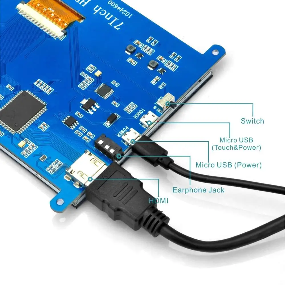 7 дюймов HDMI TFT сенсорный экран ЖК-дисплей монитор HD 1024x600 для Raspberry Pi 3 Model B+ Pi 4 компьютер ТВ коробка DVR игровое устройство