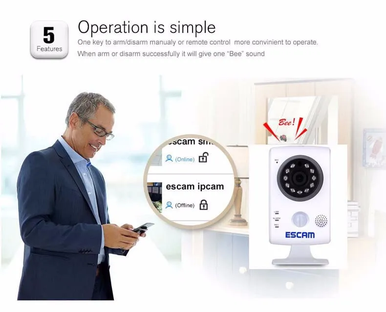 Escam Keeper QF502 Wifi мини ip-камера для дома 1.0MP HD 720P P2P для внутреннего наблюдения ночного видения безопасности CCTV камера