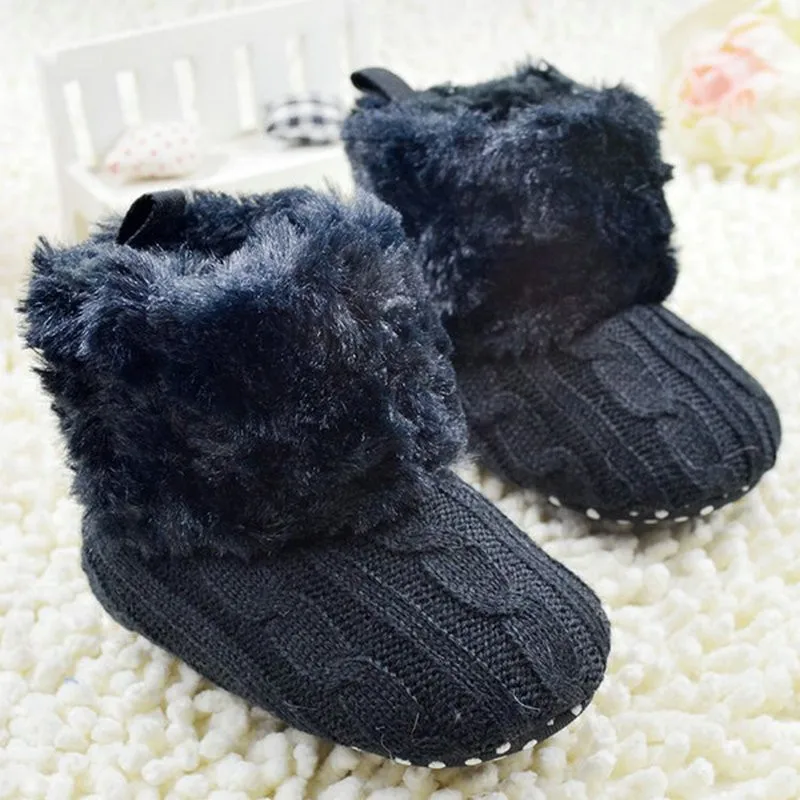 Пинетки для новорожденных детская зимняя обувь теплые детские ботильоны вязание крючком флисовая обувь для девочек