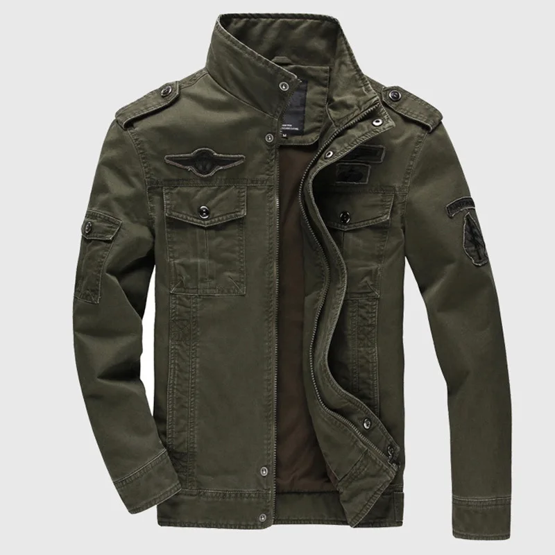 Military Jacket Men Streetwear Coat Casual Hip Hop Pilot Jacket Solid Color 2019 Spring Jackets for Men Black Green Khaki HA124