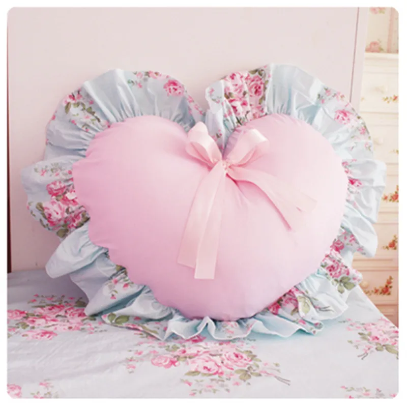 Korean Princess heart shaped cushion sofa cushion cotton Heart shaped