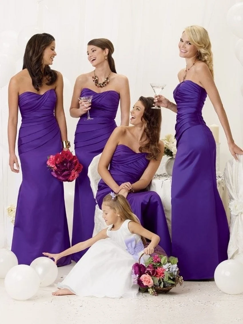 Fashion Mermaid Long Purple Bridesmaid Dresses for Bridesmaids Wedding