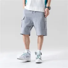 Мужские свободные однотонные шорты Карго с цветным блоком, уличная одежда, мужские повседневные шорты Харадзюку в стиле хип-хоп с карманами, спортивные штаны для мужчин