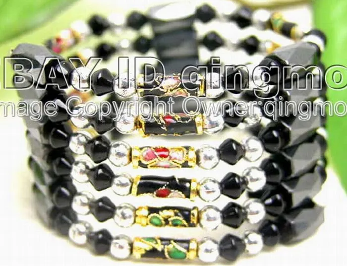 

SALE Black knobble Cloisonne & Black Magnetic Beads & Black Crystal 27" Bracelet -5182 Wholesale/retail Free shippin