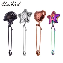 Unibird 1 шт. Нержавеющая сталь Радуга Чай фильтр Сердце Звезда основа Форма Чай ложка приправы травы заварки Push Fliter Чай ware