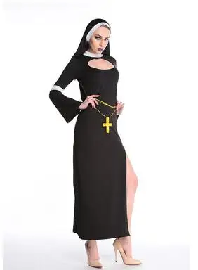 Новые дети взрослых Хэллоуин костюм священника Нун Необычные платья религиозные католические костюм наряд для девочек монахиня Маскарад Костюмы - Цвет: Слоновая кость