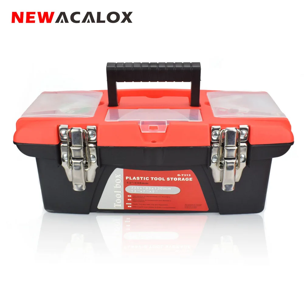 NEWACALOX Double layer Tool Box Portable Multi function Repair Tool Household Thickening Large