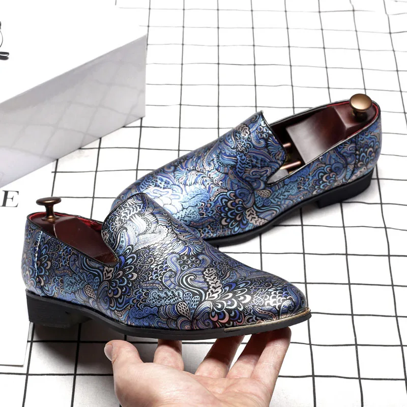 

M-anxiu 2018 Brand Men Luxury Painted Genuine Leather Shoes Fashion Informal Dress Shoes Men's Casual Business Party Shoes