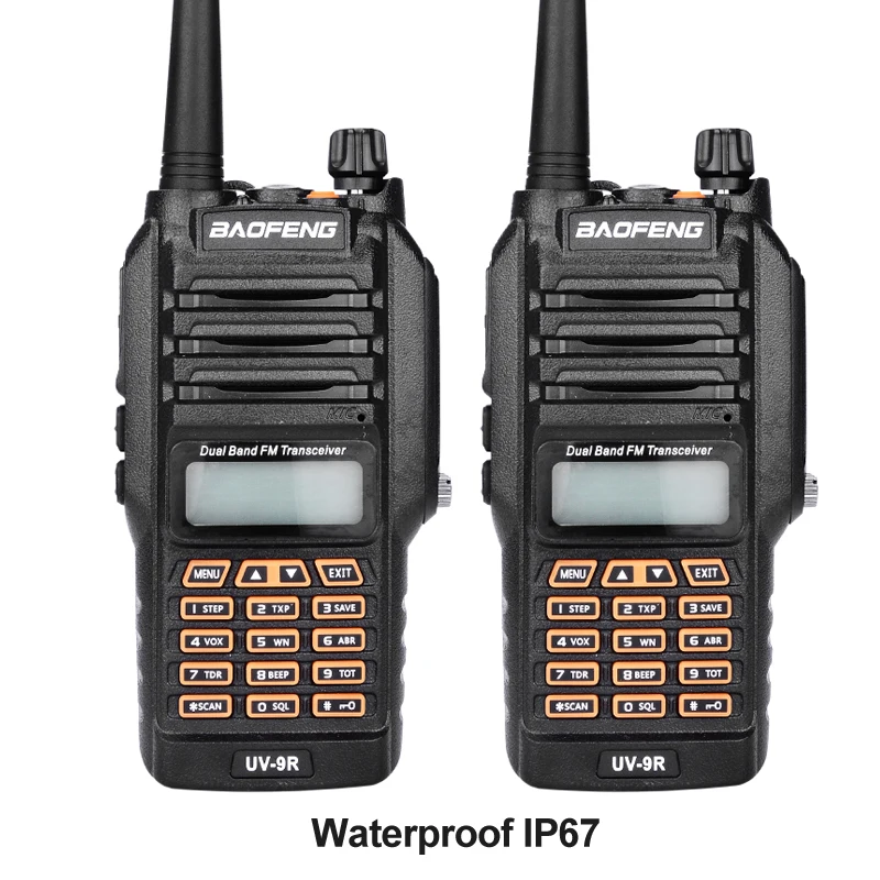 

2017 New Baofeng UV-9R Handheld Walkie Talkie 8W UHF VHF UV Dual Band IP67 Waterproof Two Way Radio Interphone Transceiver 2pcs