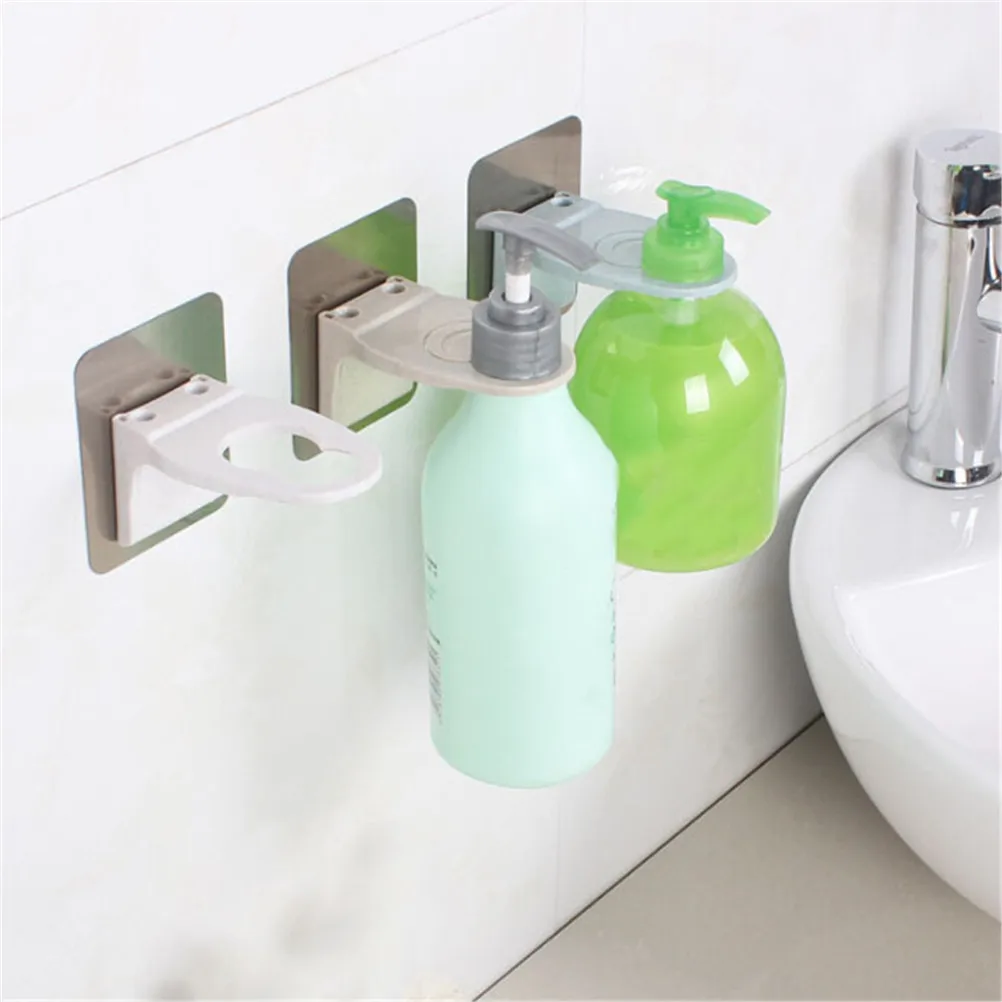 

Newest Wall Mounted Magic Sticky Shampoo Hook Shower Hand Soap Bottle Hanging Holder Bathroom Hanger Accessories