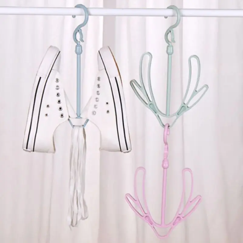 

Double Hooks Wind-proof Shoes Hanging Hook Multi-function Shoe Shelf Hanger Shoe Drying Rack Stand Home Storage Holder Racks