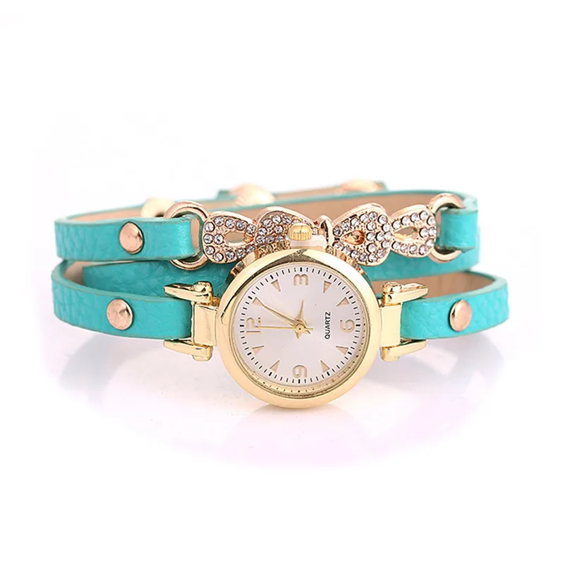 Women's watches brand luxury fashion ladies watch Analog Quartz leather watch strap Bling Diamond Bracelet Wrist Watch M21#N (6)