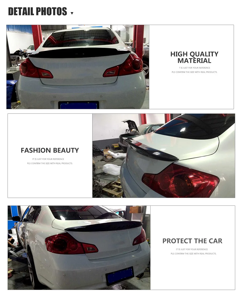 Для Infiniti G37 4 двери база седан 2009-2013 G25 2011-2012 углеродного волокна/FRP Неокрашенный задний багажник спойлер крыла