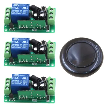 

New Design Safety 1CH Channel Wireless RF Remote Control Switch Black Transmitter+3 Receiver Adapter DC9V 12V 24V