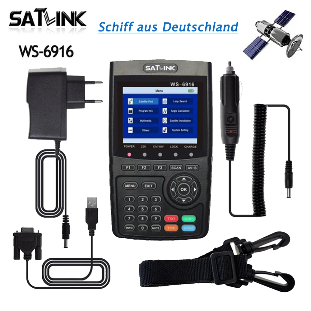 

Original Satlink WS-6916 Satellite Finder HD DVB-S2 High Definition lnb Satfinder 3.5 inch MPEG-4 WS6916 Digital Satellite Meter