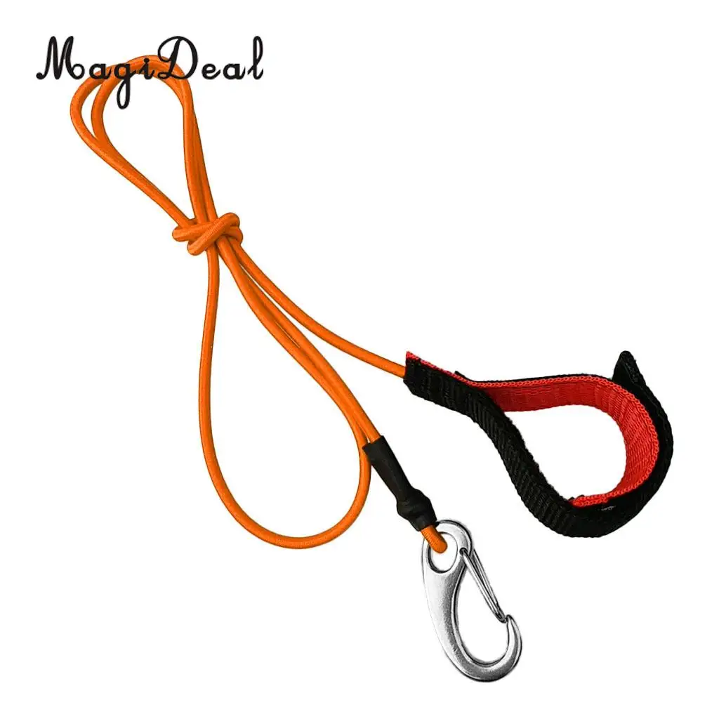 Durable Strong Elastic Kayak SUP Paddle Leash Canoe Boat Fishing Rod Holder Safety Lanyard with Carabiner Clip - Various Colors