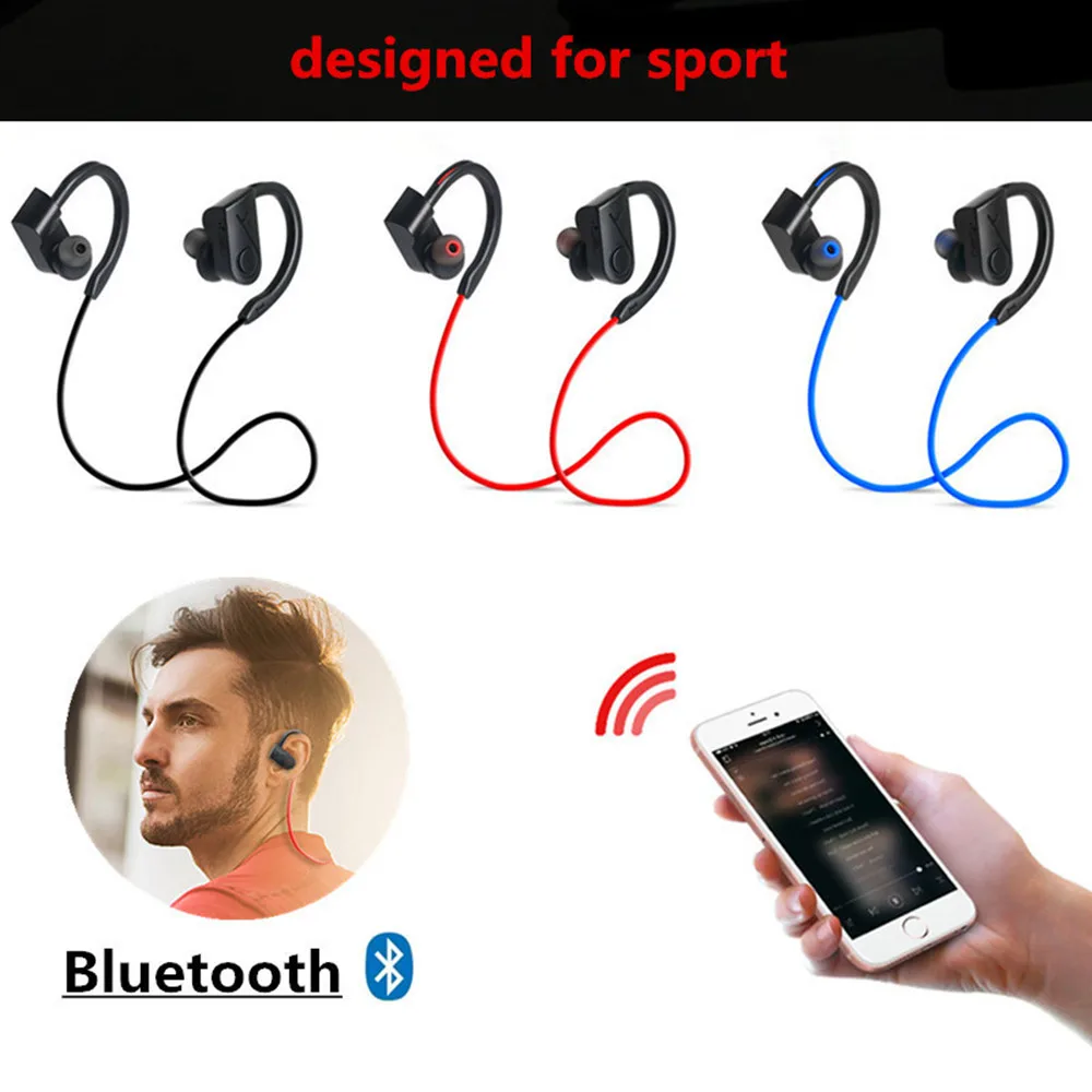 Bluetooth наушники, беспроводные наушники, спортивные наушники, водонепроницаемые, шумоподавление, стерео гарнитура с микрофоном для мобильного телефона