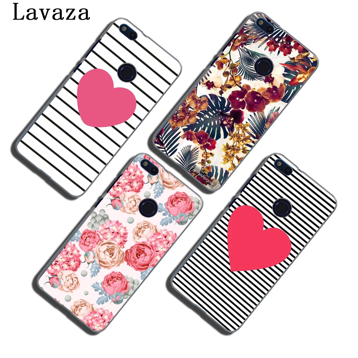 Lavaza Розовый Полосатый чехол с сердечками и цветком розы для Huawei P30 P20 P10 P9 Plus P8 Mate 20
