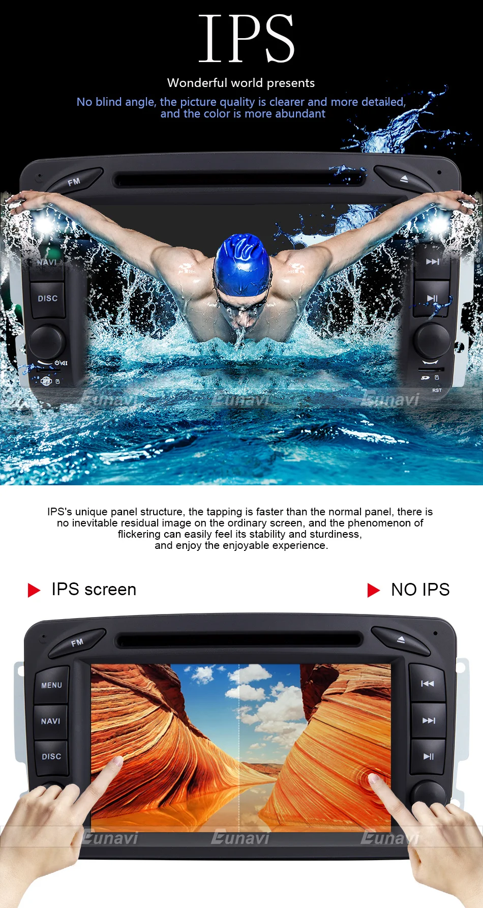 Best Eunavi 7" 2 Din Android 8.0 Car DVD Radio multimedia Player GPS Navi For Benz C-Class W203 W209 G-Class W463 A Class W168 Vito 9
