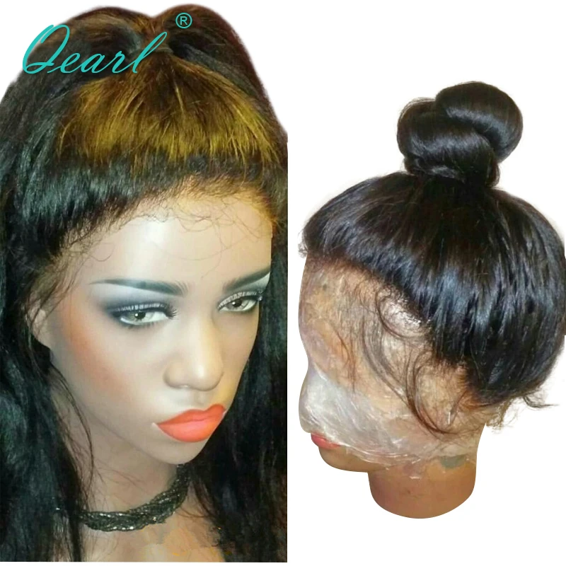 Full lace Wig Indian Silky Straight Remy Hair Lace Wig Ponytail Bun