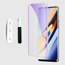 Полное покрытие анти Blu-Ray изогнутое жидкое УФ-Клей закаленное стекло для Oneplus 7T 7 Pro защита экрана стекло защитная пленка