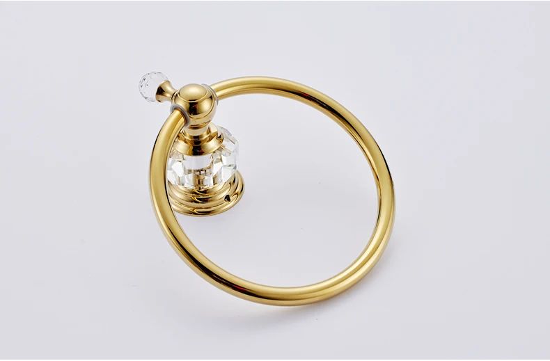 FLG оптом и в розницу Уникальный дизайн кристалла и Золотое кольцо для полотенец Настенные латунные полотенца для ванной комнаты G154-06G