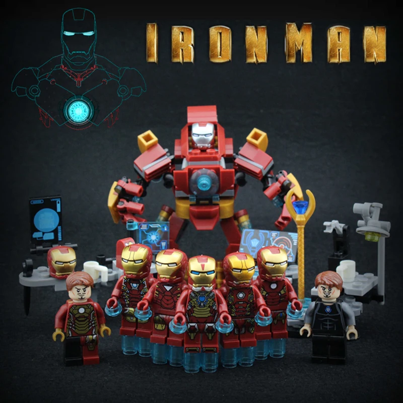 

New Legoing Super Heroes Avengers Iron Man 8 In 1 Hulk Buster Ironman Action Building Blocks Bricks Set Model Toys Kids Gifts