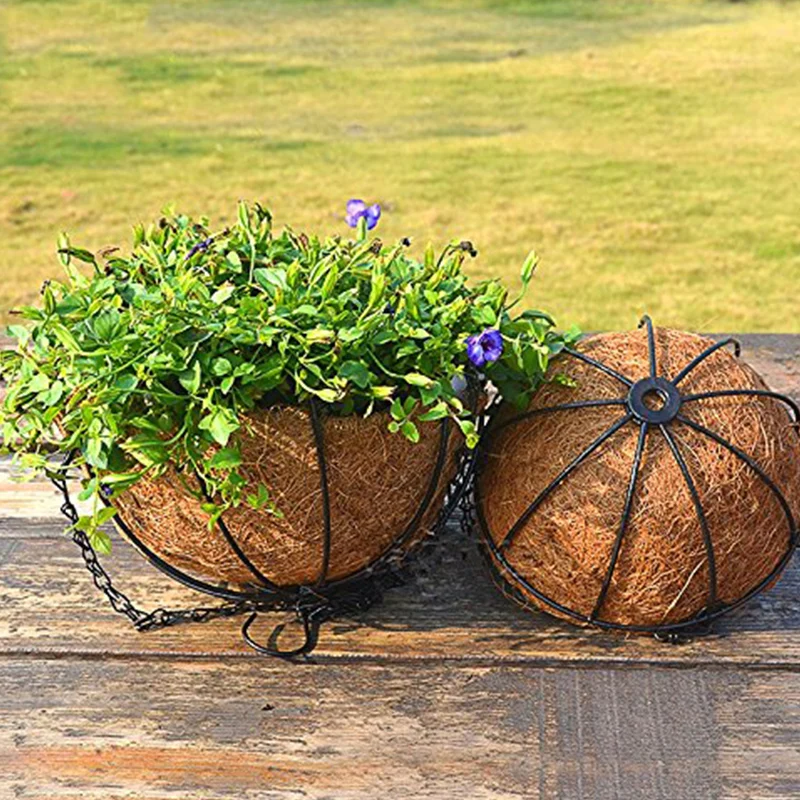 Черные садовые подвесные корзины плантатор с цепью цветочный горшок домашний сад балкон Decoration-8inch
