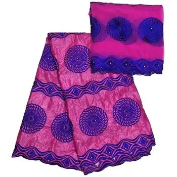 

2018 Stylish Nigerian embroidered Bazin riche getzner tulle lace fabric African fabric Bazin riche fabric with stone JJ51-2