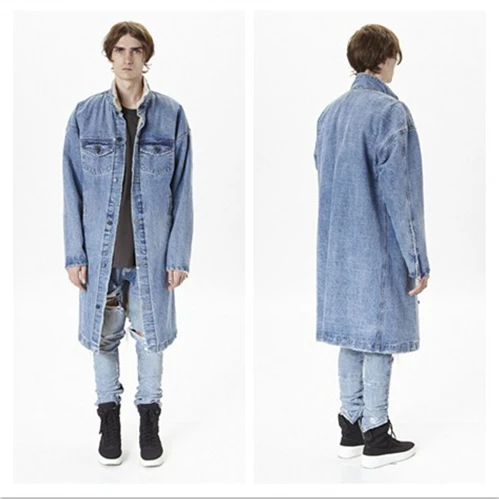 mens long denim coat