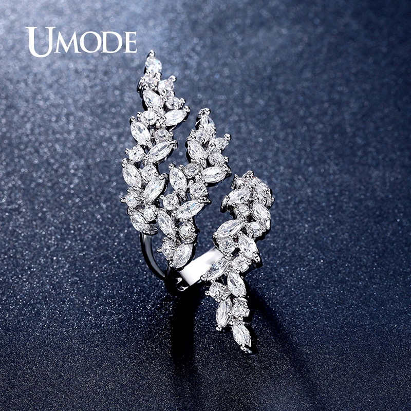 UMODE, брендовые модные ювелирные изделия Anel, 0.1ct, маркиза, топ, CZ, кольца для женщин, белое золото, цвет, коктейльное кольцо, Bague Femme AUR0318B