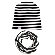 Spring&Autumn Kids Girls Boys Knit Beanie Stripe Solid Toddler Children Hats Winter Cute Cap Cotton Baby Hat Scarf Set