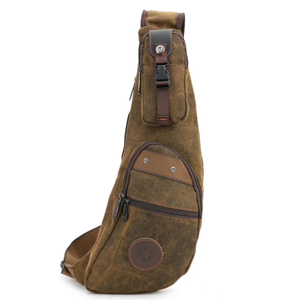 Men Canvas Casual Travel Riding Shoulder Cross Body Messenger Sling Back Pack Chest Crescent Bag