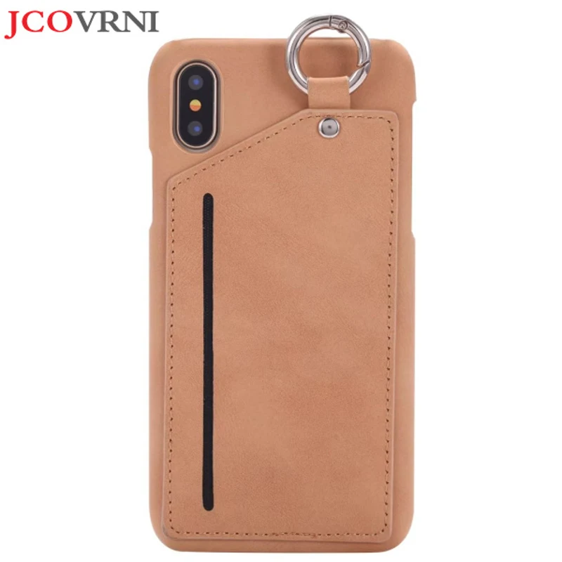 

JCOVRNI Vintage matte leather for iphone 6s 7 7plus with ring buckle card slot function for iphone 8 8plus phone back cover case