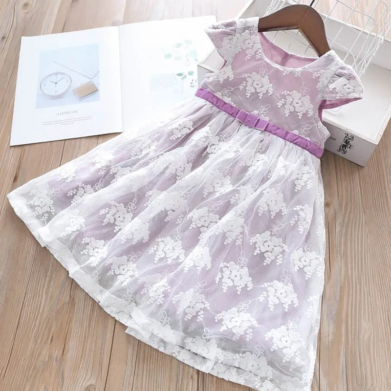 Летние белые кружевные платья принцессы для девочек; одежда для малышей; платье для свадьбы; детское праздничное платье; детская одежда - Цвет: 2