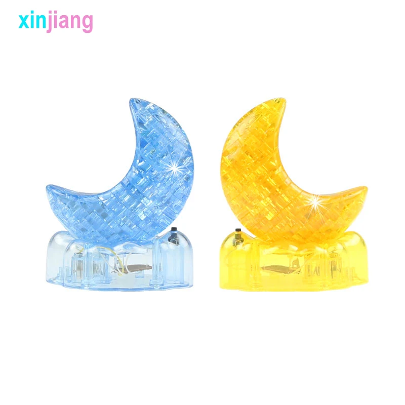 3D Crystal Puzzles Toys DIY Jigsaw Building Blocks Assembly Model Flash Decor