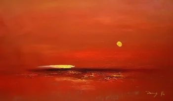 

Hand Painted Abstract Oil Painting Sunrise, red sky Impression Modern Art Home Decoration Wall Art Free Shipping Special offer