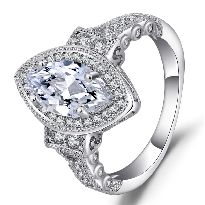 

14k White Gold Oval Diamond Rings Luxury Anel Anillos De Bizuteria Gemstone Diamante Peridot Diamond Topaz Jewelry Fashion Rings