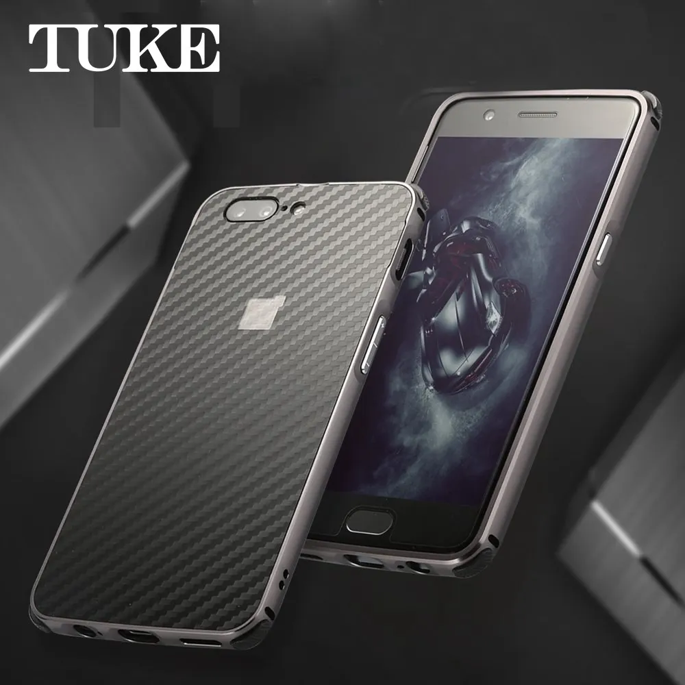 

TUKE For Oneplus 5 Case Aluminum Metal Frame Oneplus5 Carbon Fiber Hard Hybird Cover For One Plus 5 One Plus5 A5000 TPU Etui