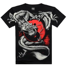 2016 sommer Mode China Tai Chi T shirt Dragon Rock baumwolle männer T-shirt Schwarz kurzarm 3D Druck Schwere Metall Stil hülse