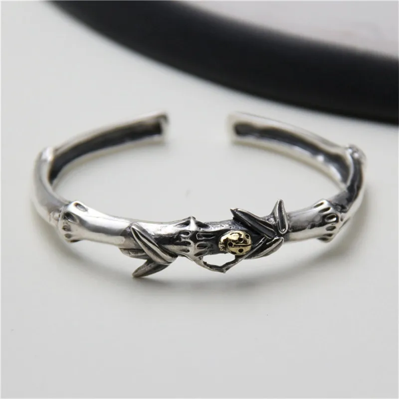 

JINSE Thai Silver Elegant Woman Bamboo Bangles S925 Silver Wrist Brand Bangles Manufacturer Directly Sales 11mm 24.40G TYC095
