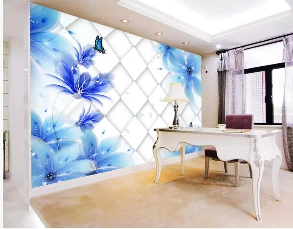 

modern wallpaper walls Blue lily 3D TV background wall mural 3d wallpaper 3d wall papers for tv backdrop