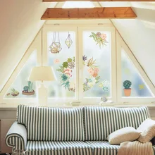 DICOR красочный пион стеклянная пленка, стикер на окно, домашний декор для искусства, дверь из оконного стекла, гостиная, без клея, съемная быстрая наклейка