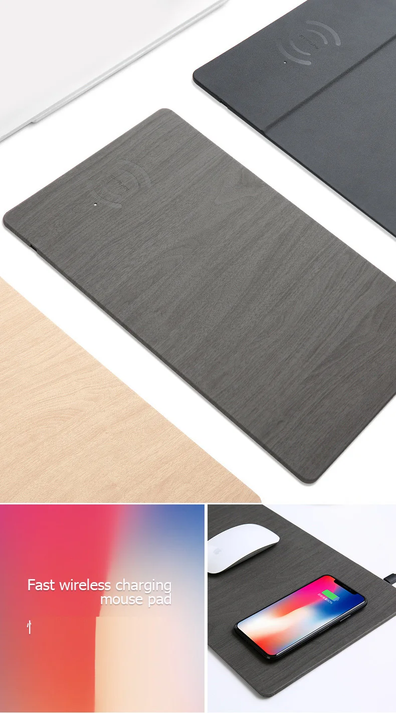 Fast Wireless MousePad Charger,2 in 1 Mouse PadMat Wood With Wireless Charger for iPhone X 8 7 Samsung Note 8S9S8 Qi Charger (16)