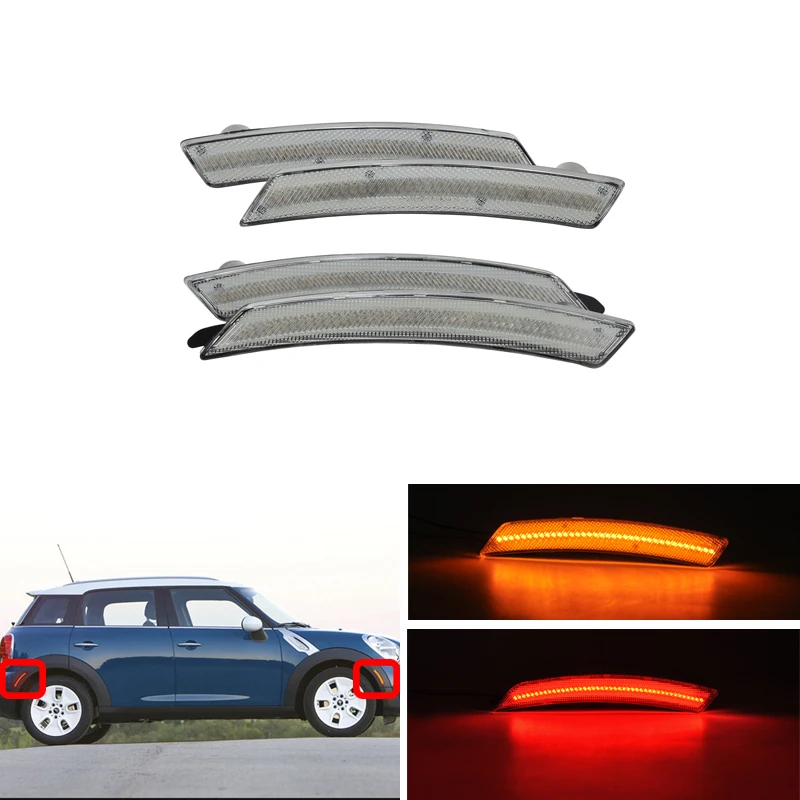

4PCs/Lot Clear Led Front Amber Rear Red Side Marker Lights For BMW Mini Cooper R55 R56 LCI R57 R58 R59 R60 R61 Turn Signal