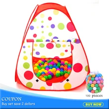 

Portable Children Play Toy Tents Polka Dots Game House Folding Outdoor Tent Toys Pop-Up With 100pcs Ocean Balls Pit Pool 985-Q38